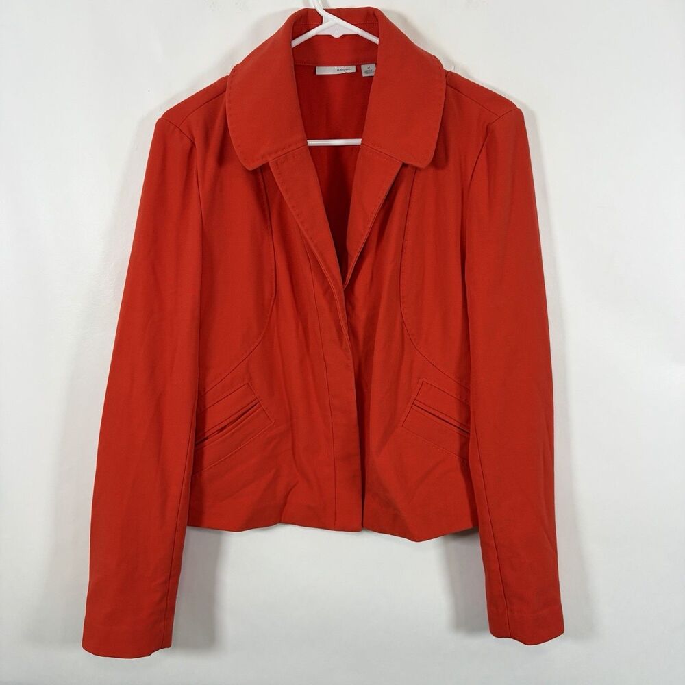 Halogen Blazer Jacket Womens Size Medium Orange 3 Snap Closure Viscose Blend